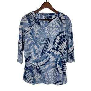 FDJ Blue 3/4 Sleeve Tunic Top Women's Small